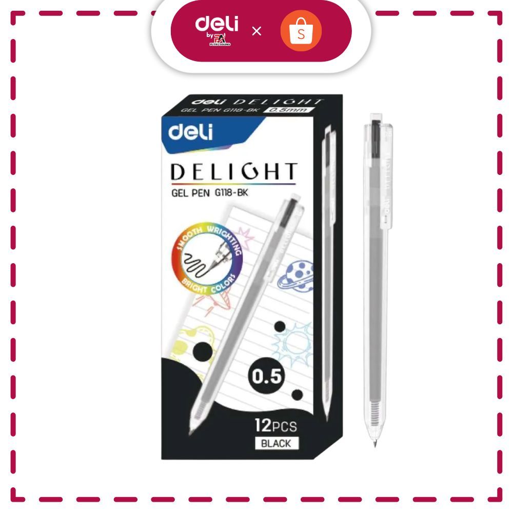 

Deli Gel Pen / Pulpen Gel 0.5 Warna Hitam EG118-BK