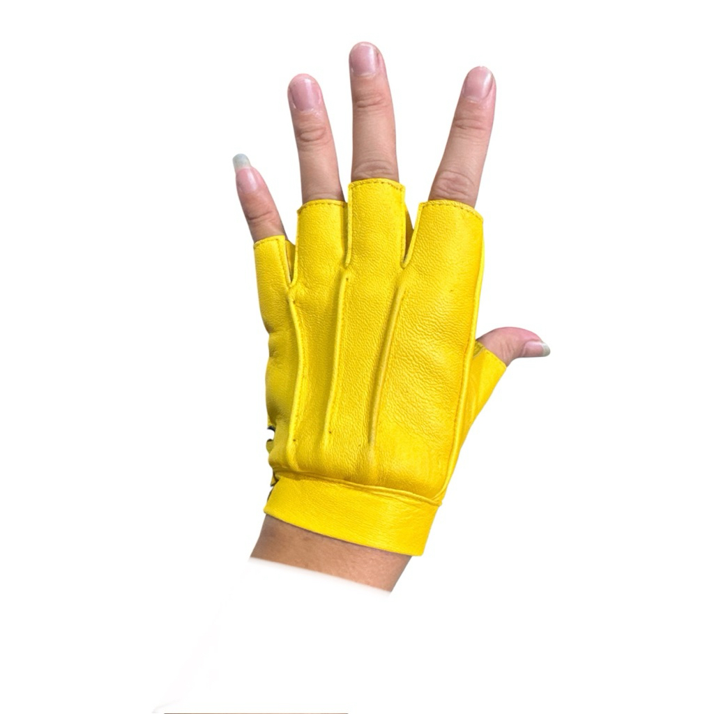 Sarung tangan kulit cubit kuning / Sarung tangan motor half