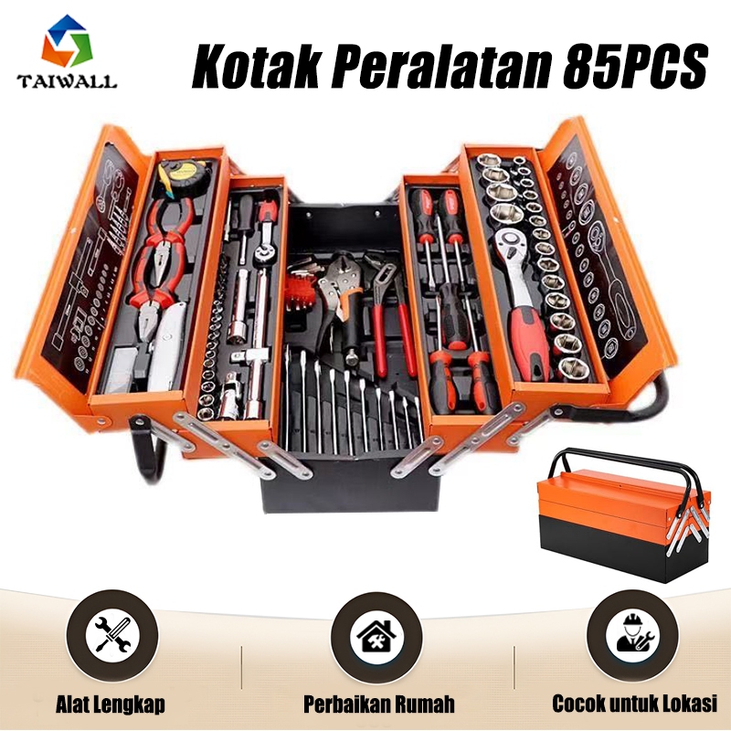 Set alat 85 pcs/Tool Alat Bengkel/Kunci Sok Kunci ShockKotak Perkakas