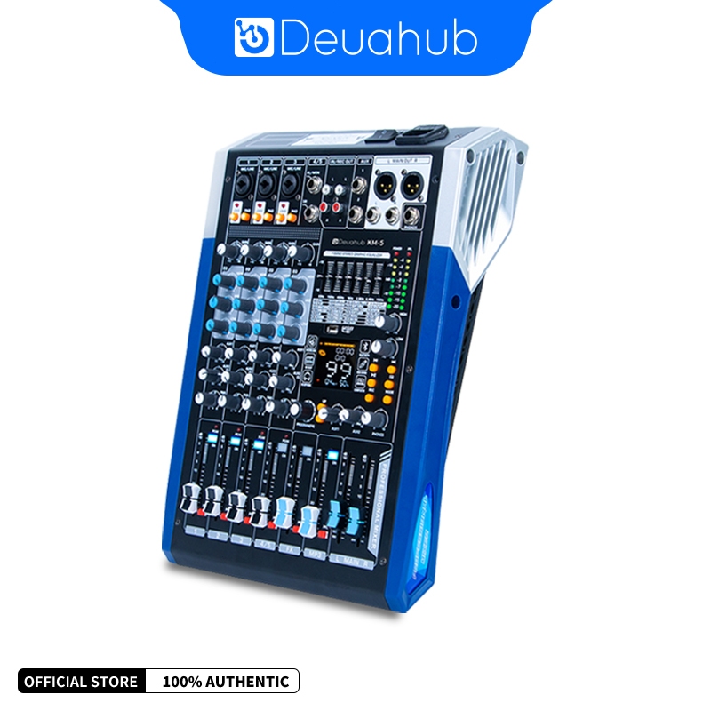 Deuahub KM5 Audio Mixer Mini Professional DJ Mixer 5 Channel Support Bluetooth/USB/PC/MP3 Playback