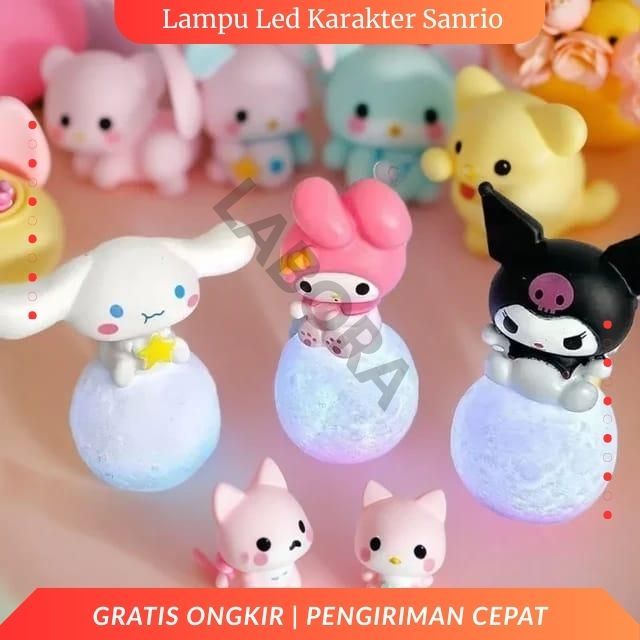 Cake Hiasan Kue Topper Cake 3D Lampu Led Lucu Sanrio Karakter Lampu Malam Vinyl Light Ball
