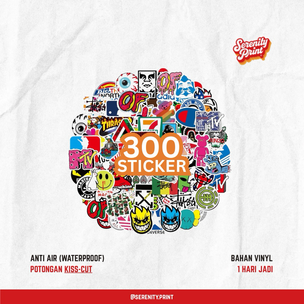 

300 Sticker Pack Skena Hiasan Barang Random Anti Air Vinyl