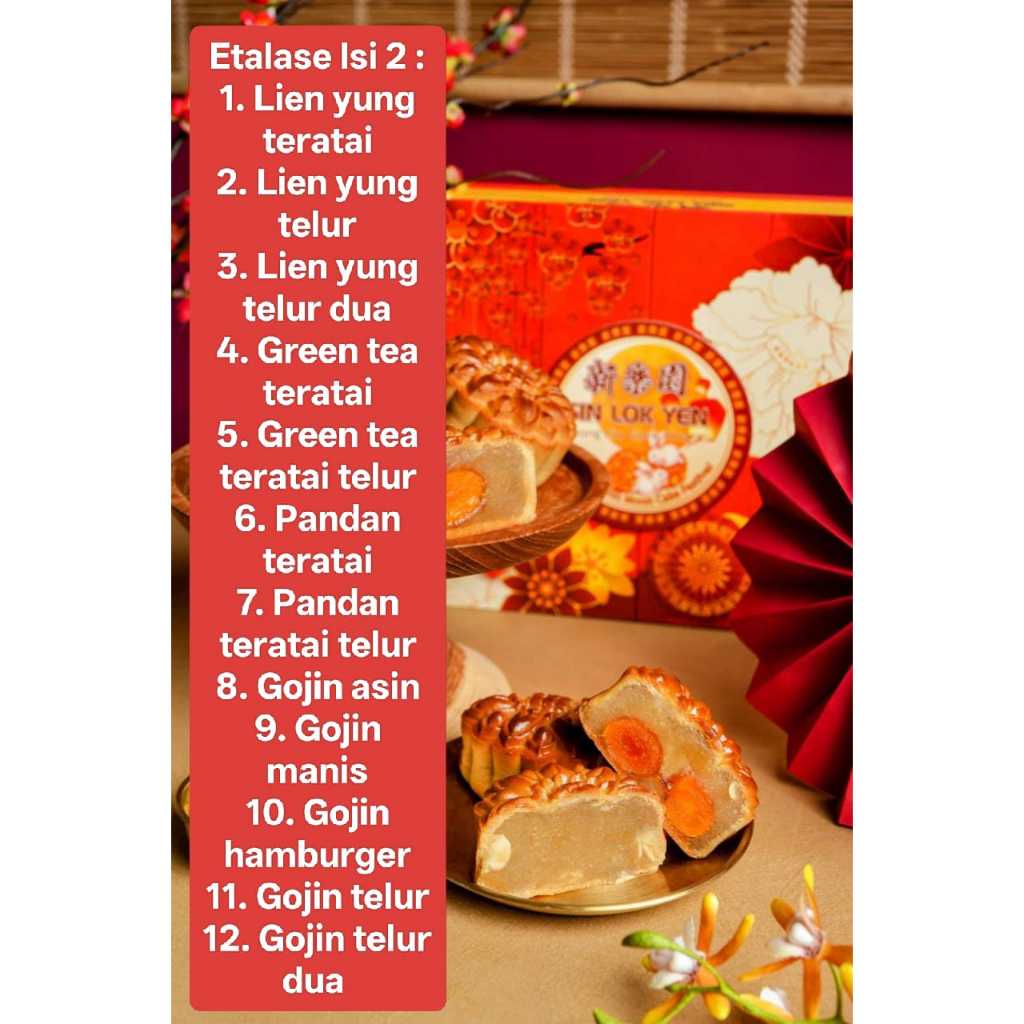 

(2) LIEN YUNG TERATAI LOTUS GREEN TEA PANDAN GOJIN ISI DUA KUE BULAN MOONCAKE SIN LOK YEN