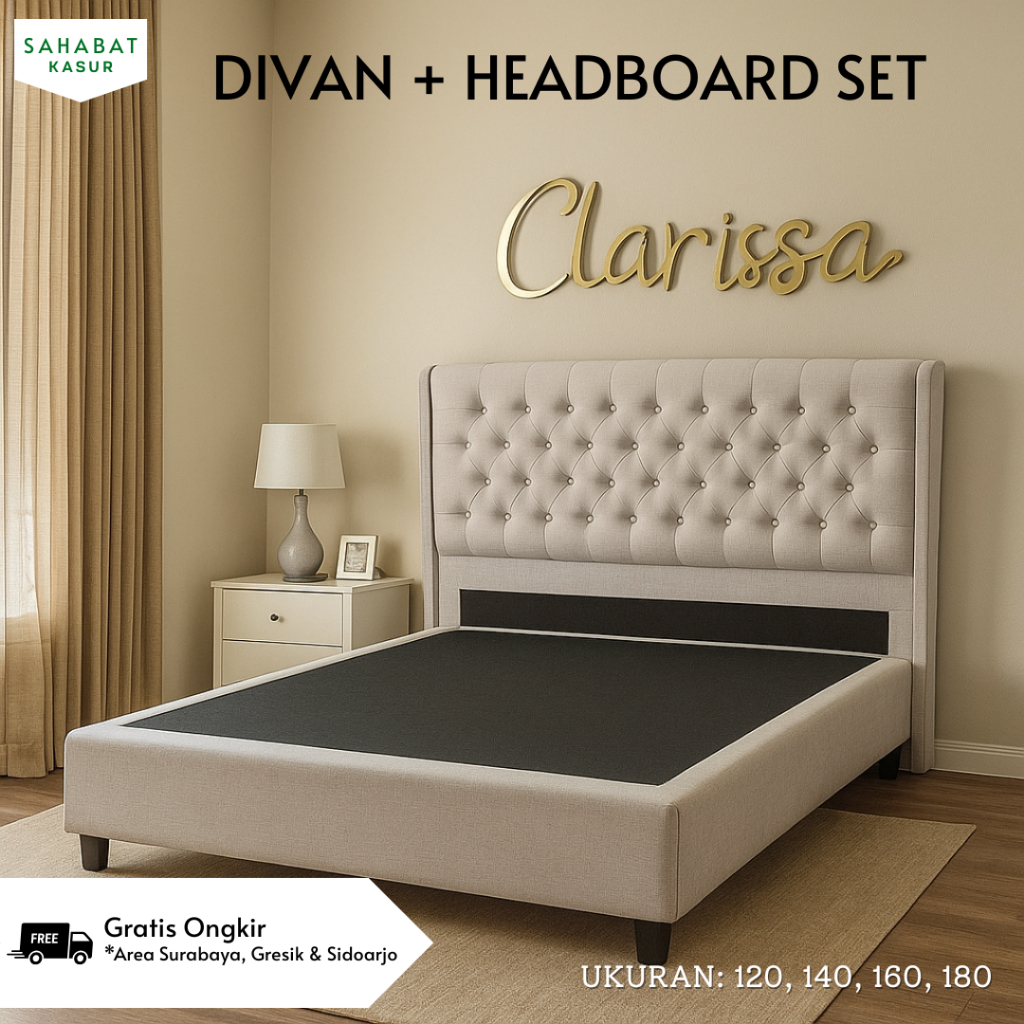 Dipan Sandaran Besar R2Land Springbed Kayu Anti Rayap |Divan Kasur + Sandaran All Set [JATIM AREA]
