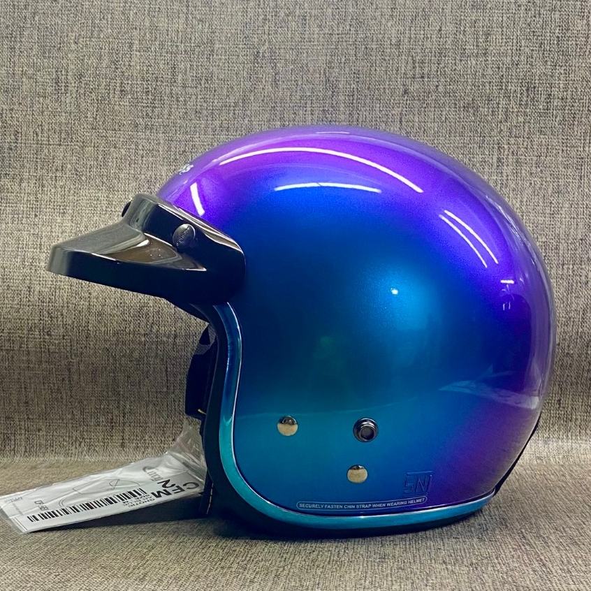 HELM CARGLOSS CFM 2 LIST CHROME ALL VARIAN ORIGINAL SNI HELM HALF FACE RETRO