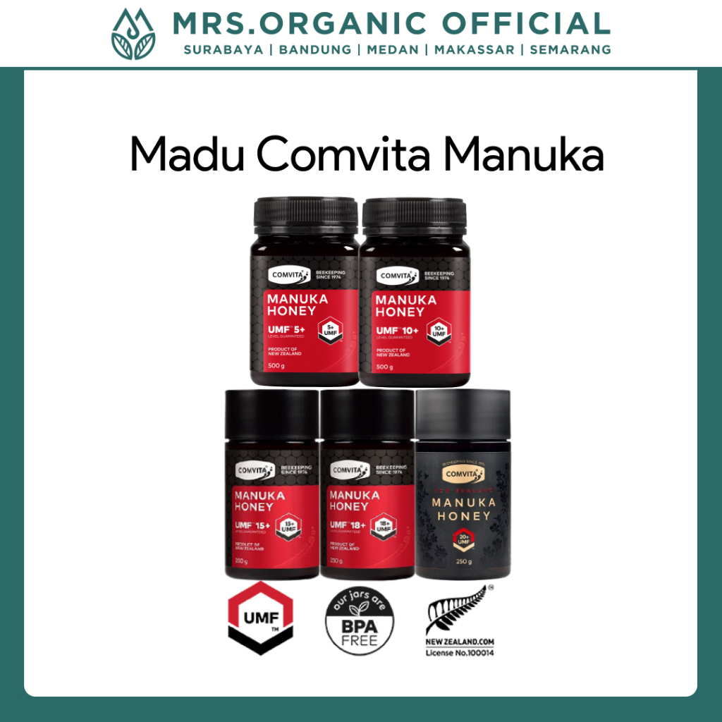 

Madu Manuka Honey Comvita UMF 5+ 10+ 15+ 18+ 20+ 250gr 500gr - Asli New Zealand Terbaik 100% Murni Alami Bersertifikat