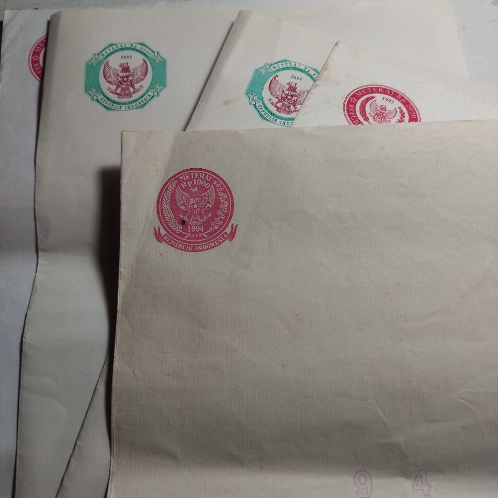 

Kertas Segel Meterai Original double Tahun 1994, 1997, 2002