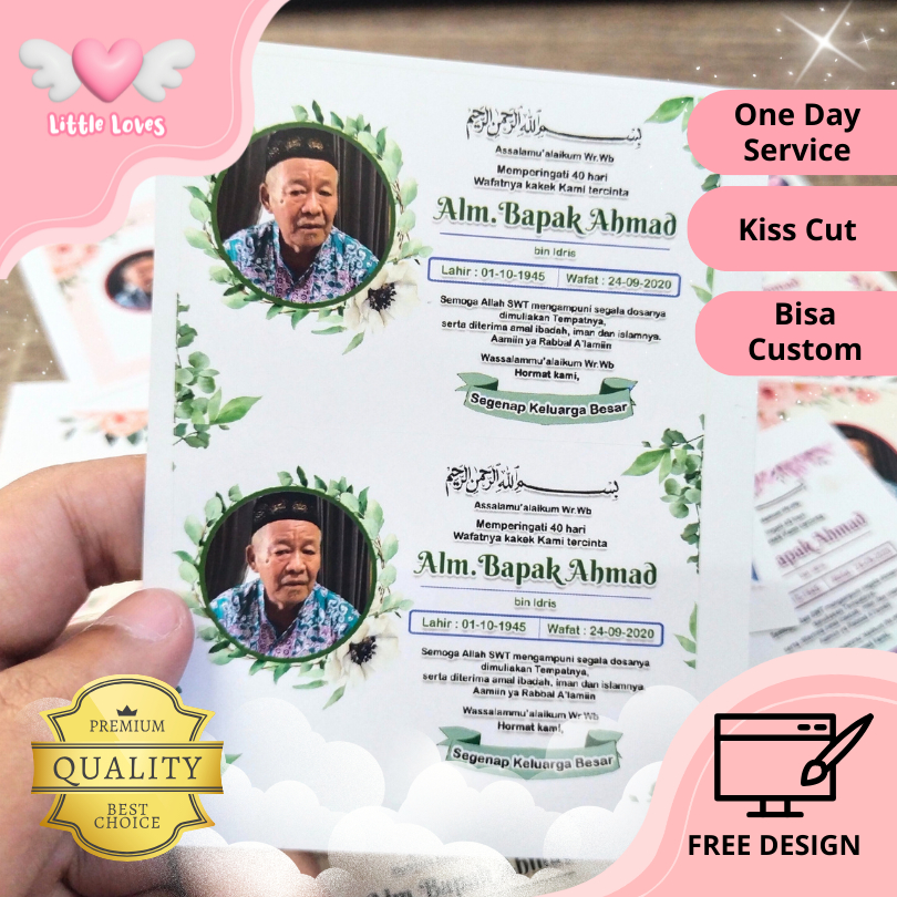 

Sticker dan Kartu Mengenang Wafatnya Stiker Card Label Tahlil Kartu Mengenang Tahlilan Perlembar