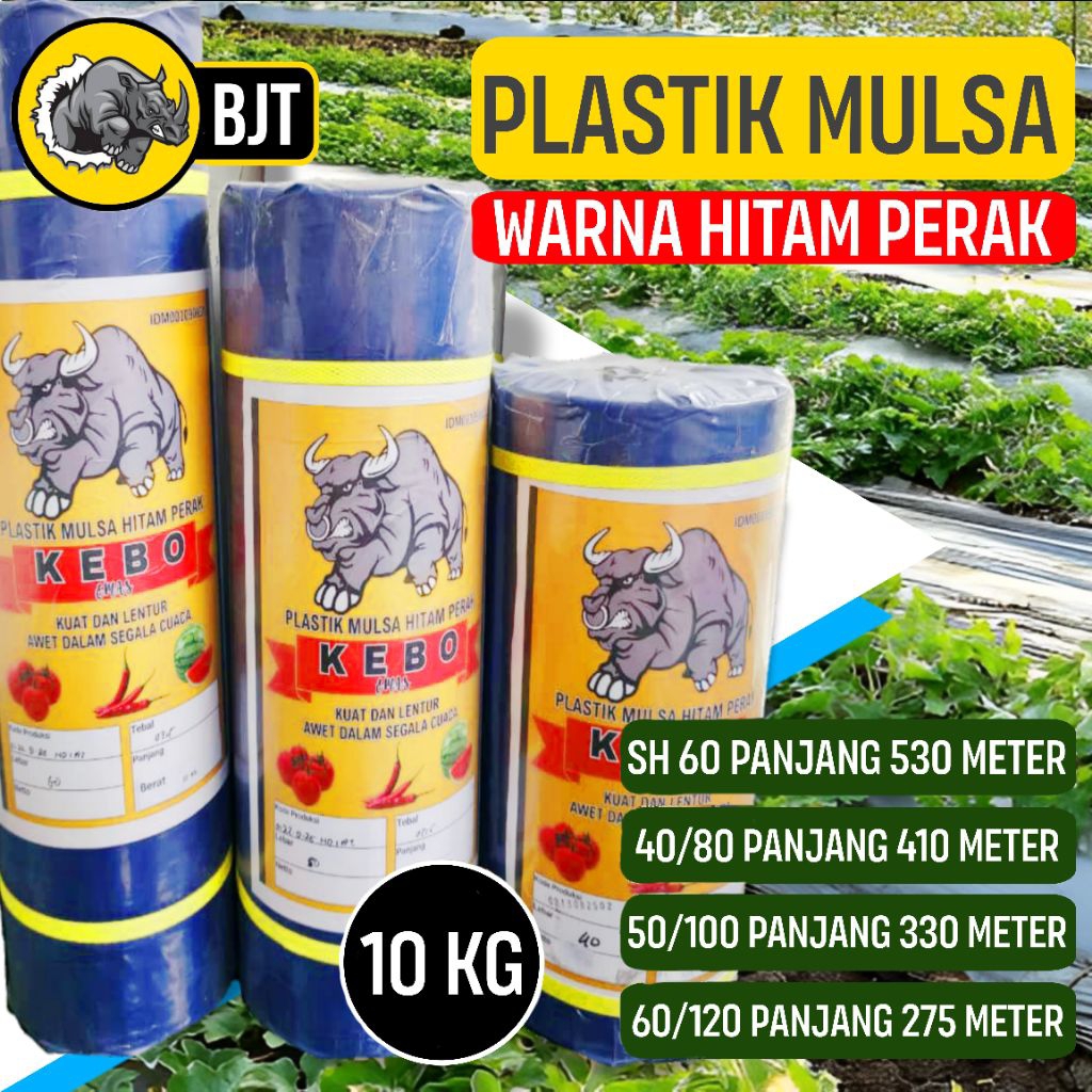 Plastik Mulsa Hitam Perak 1 Roll 10 Kg/Mulsa Pertanian cap Kebo