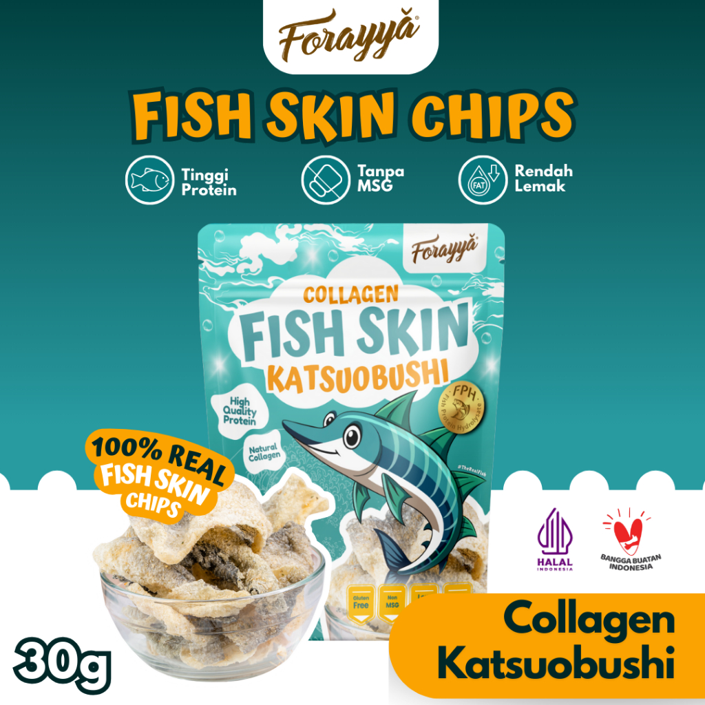 

Keripik Kulit Ikan Rasa Katsuobushi 30gr - Fish Skin Chips Collagen Cemilan Sehat Renyah Tinggi Protein Gurih Tanpa MSG