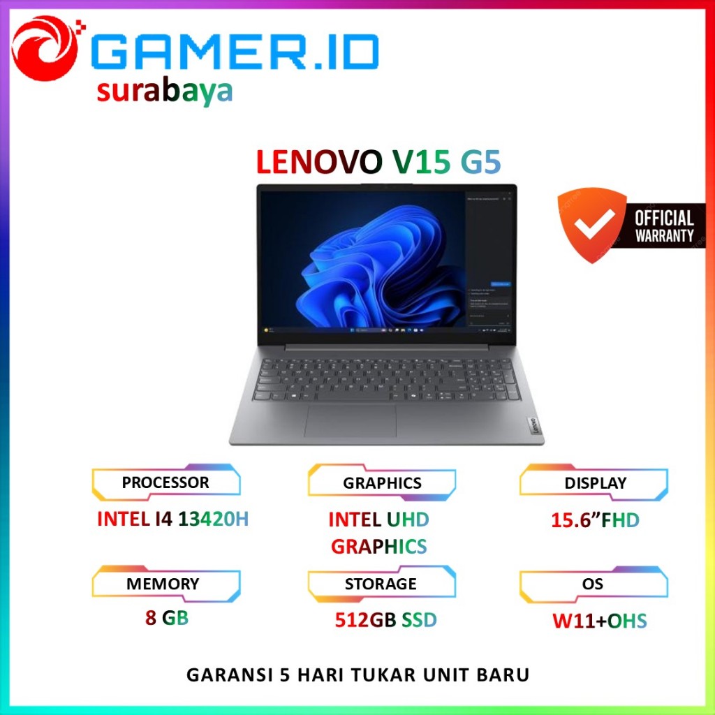 LAPTOP LENOVO V15 G5 I5 13420H - 8GB 512GB 15.6FHD IPS