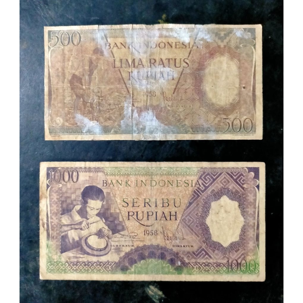 Termurah uang kuno 1000 & 500 pekerja 1958