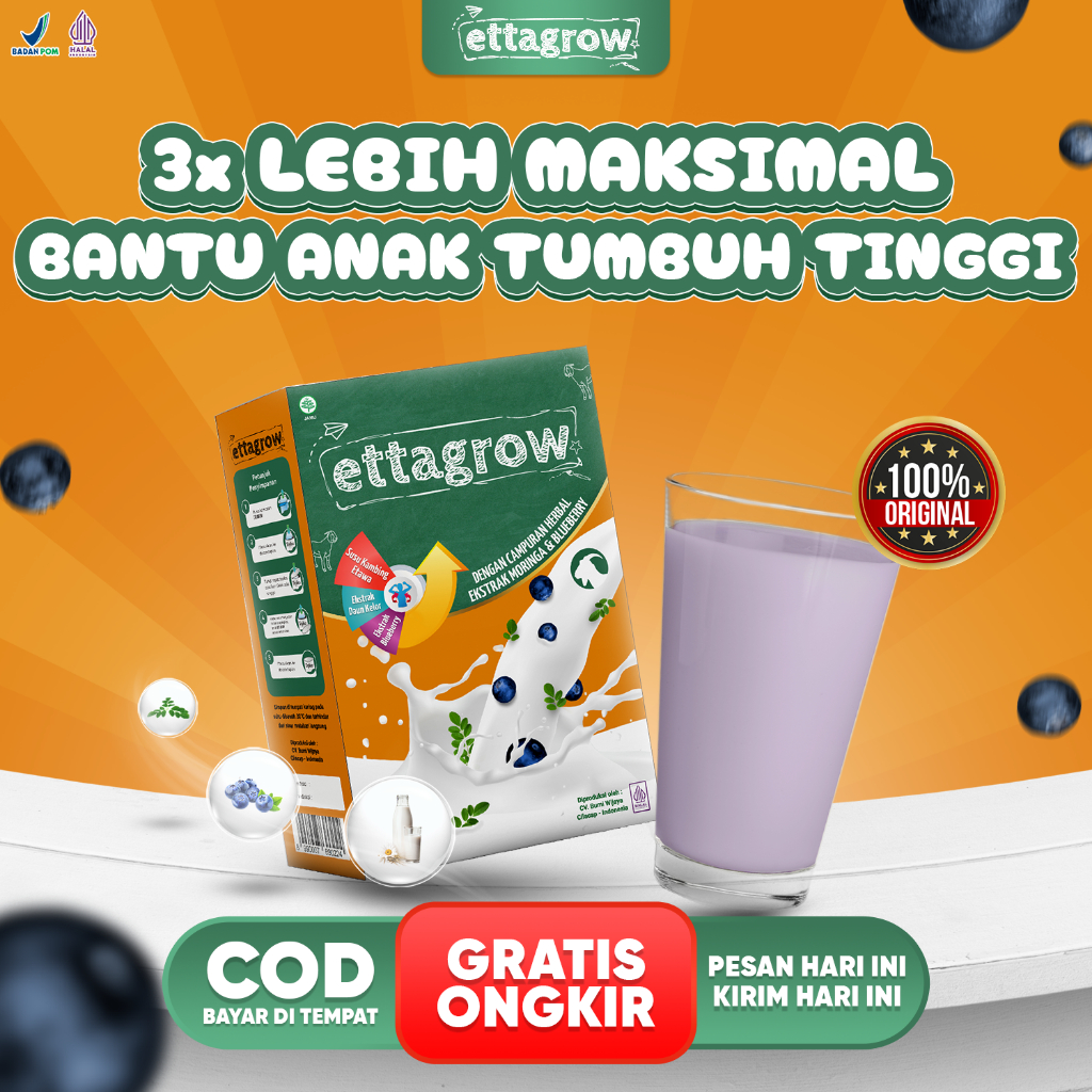 Susu Ettagrow Anak 3-12 Tahun Original Peninggi Badan & Penambah Nafsu Makan | Halal BPOM