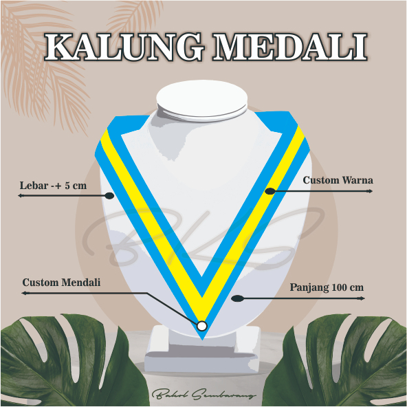 KALUNG GORDON/MEDALI/WISUDA CUSTOM BIRU STRIP KUNING