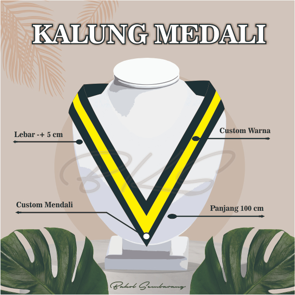 KALUNG GORDON/MEDALI/WISUDA CUSTOM HITAM STRIP KUNING