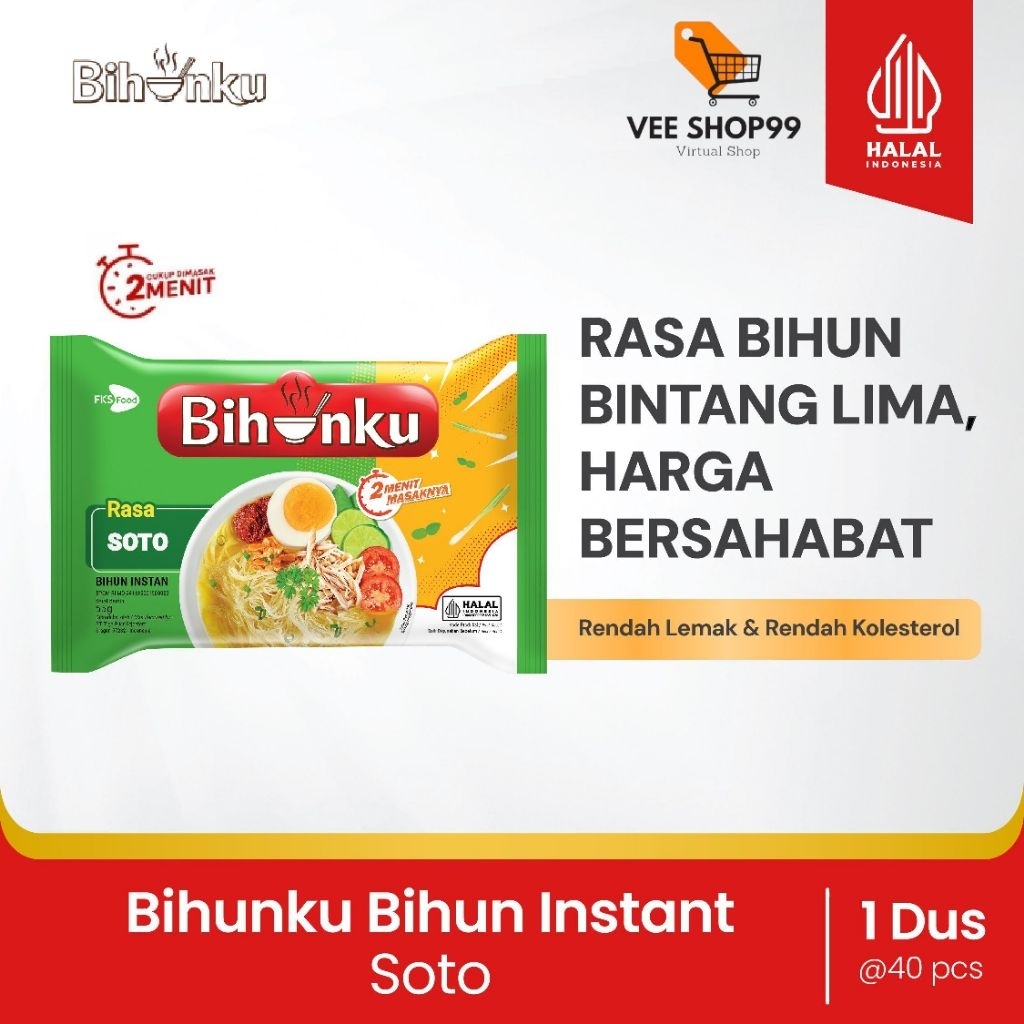 

Bihunku Instan - Soto - 1 karton - 40 Pcs - 55gr