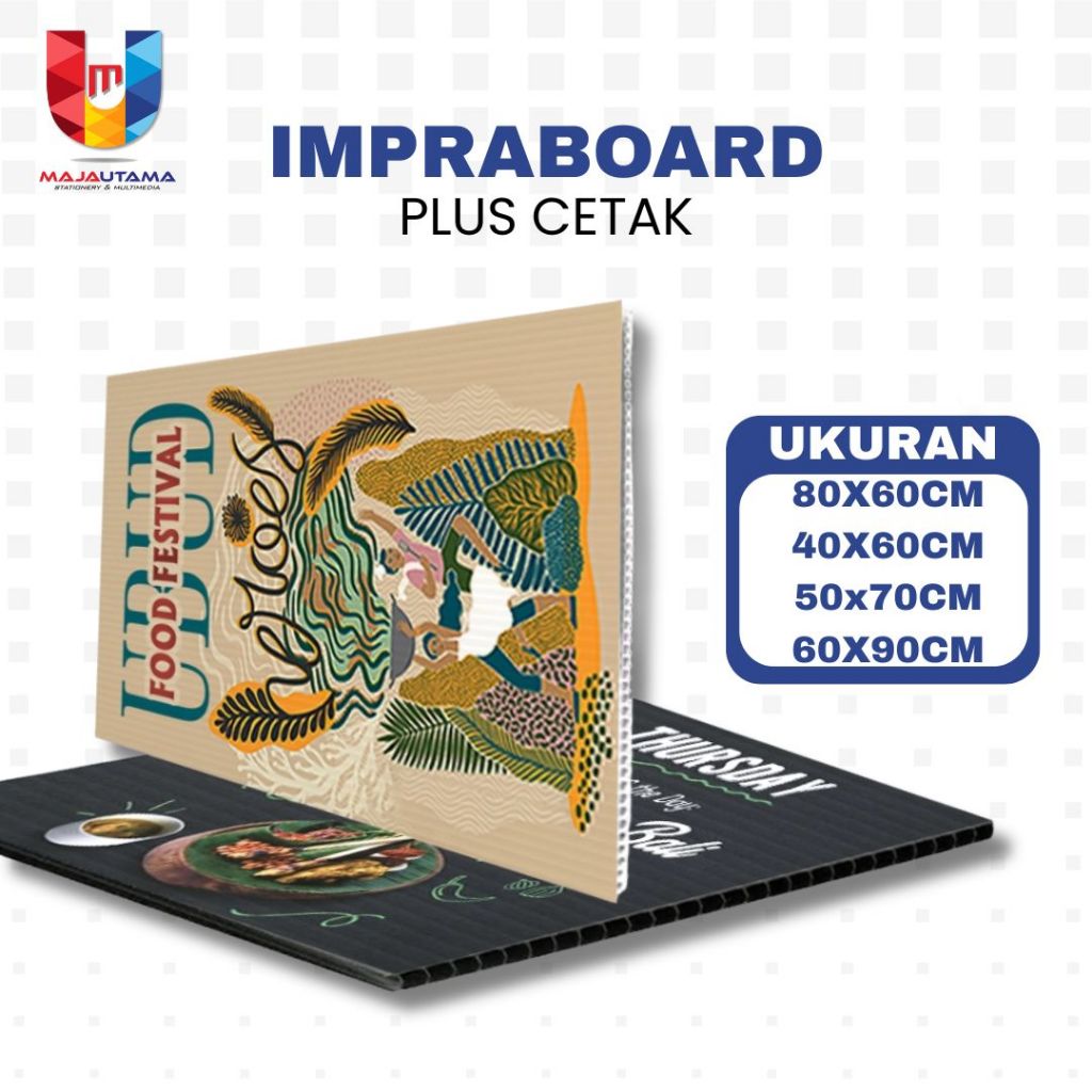 

Cetak Papan Impraboard 50x70 dan 60x80 cm Plus Cetak Stiker Papan Impraboard Glossy dan Doff