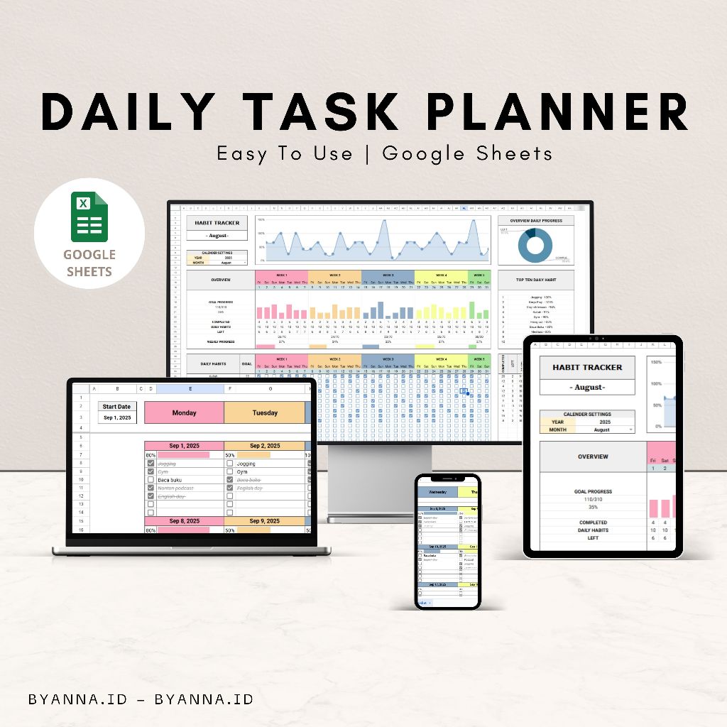 

(A01) - Digital Task Planner, Bikin Rutinitas Lebih Produktif, To Do List Simple