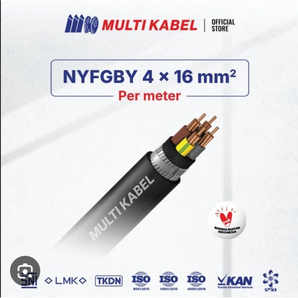 MULTI KABEL NYFGBY 4x16 mm² – Kabel Tanam Tembaga Armored (50m / 100m)