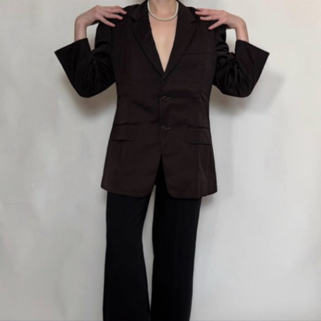 RE/CYCLED - Premium Dark Brown Blazer - Outer Jas Warna Coklat Tua Premium