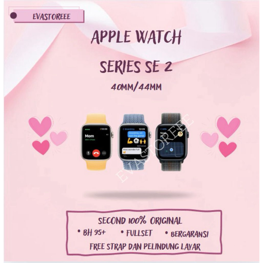 Apple Watch/iWatch Series SE 2/SE 40MM/44MM Second 100% Original Fullset Bergaransi Ex internasional