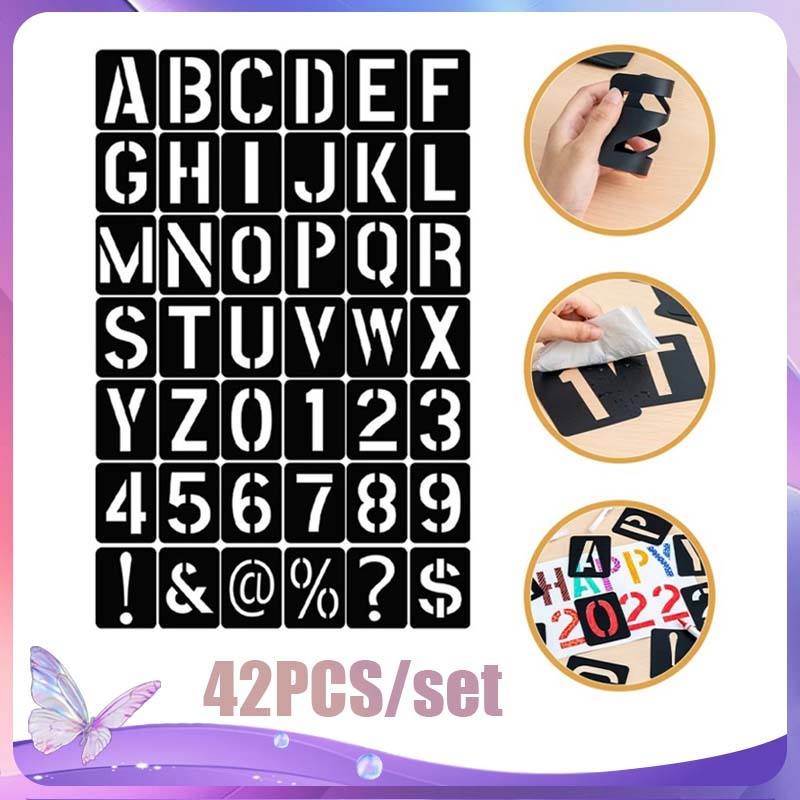 

42pcs/Set Lettering Stencil Set Cetakan Abjad Dan Angka Cetakan Huruf Dan Angka Untuk Tulis Stensil Penggaris Mal Gambar
