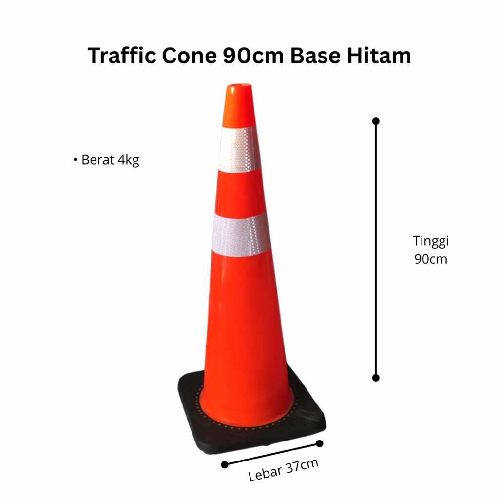 Traffic Cone 90cm Base Hitam
