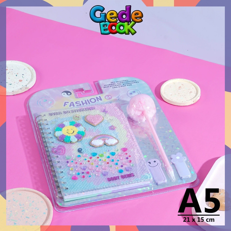 

Notebook Bulu Diary Set Stiker Buku Tulis Anak Stationery Set Buku Pulpen Sticker Ukuran A5 21 x 16 cm