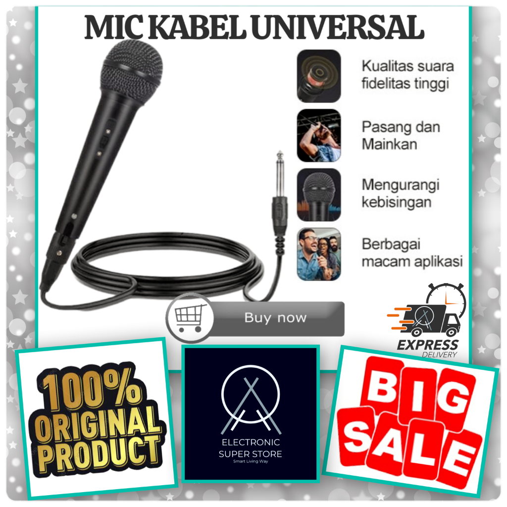 MIC KABEL UNIVERSAL LOW NOISE KUALITAS BAGUS SUARA JERNIH KABEL MIC UNIVERSAL KARAOKE MIKROFON MIC