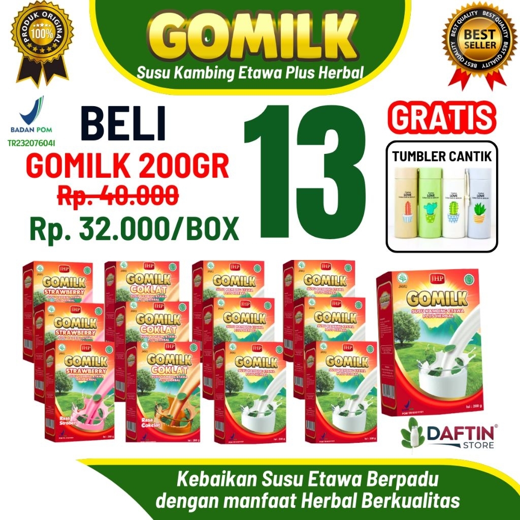 

GOMILK SUSU ETAWA HERBAL PAKET RESELLER 13 BOX