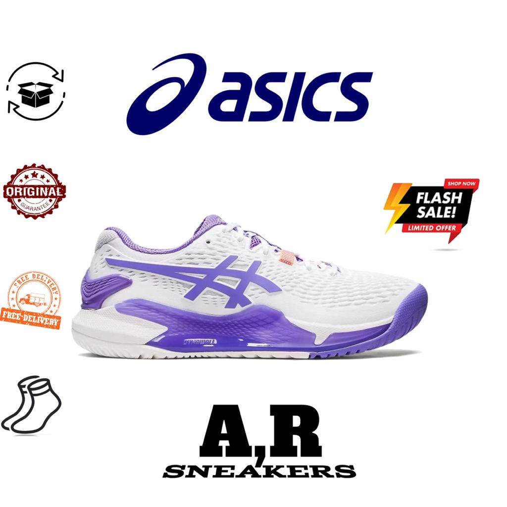 Sepatu Tenis / Padel Wanita Asics Gel - Resolutiom 9 White Purple