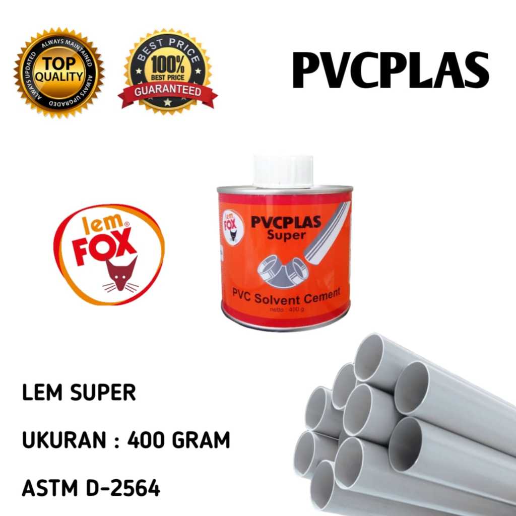 PER PCS BIJIAN LEM fox PVCPLAS KALENG 400GR lem pralon pvc kaleng kecil Lem Fox PVCPlas Kaleng 400 g
