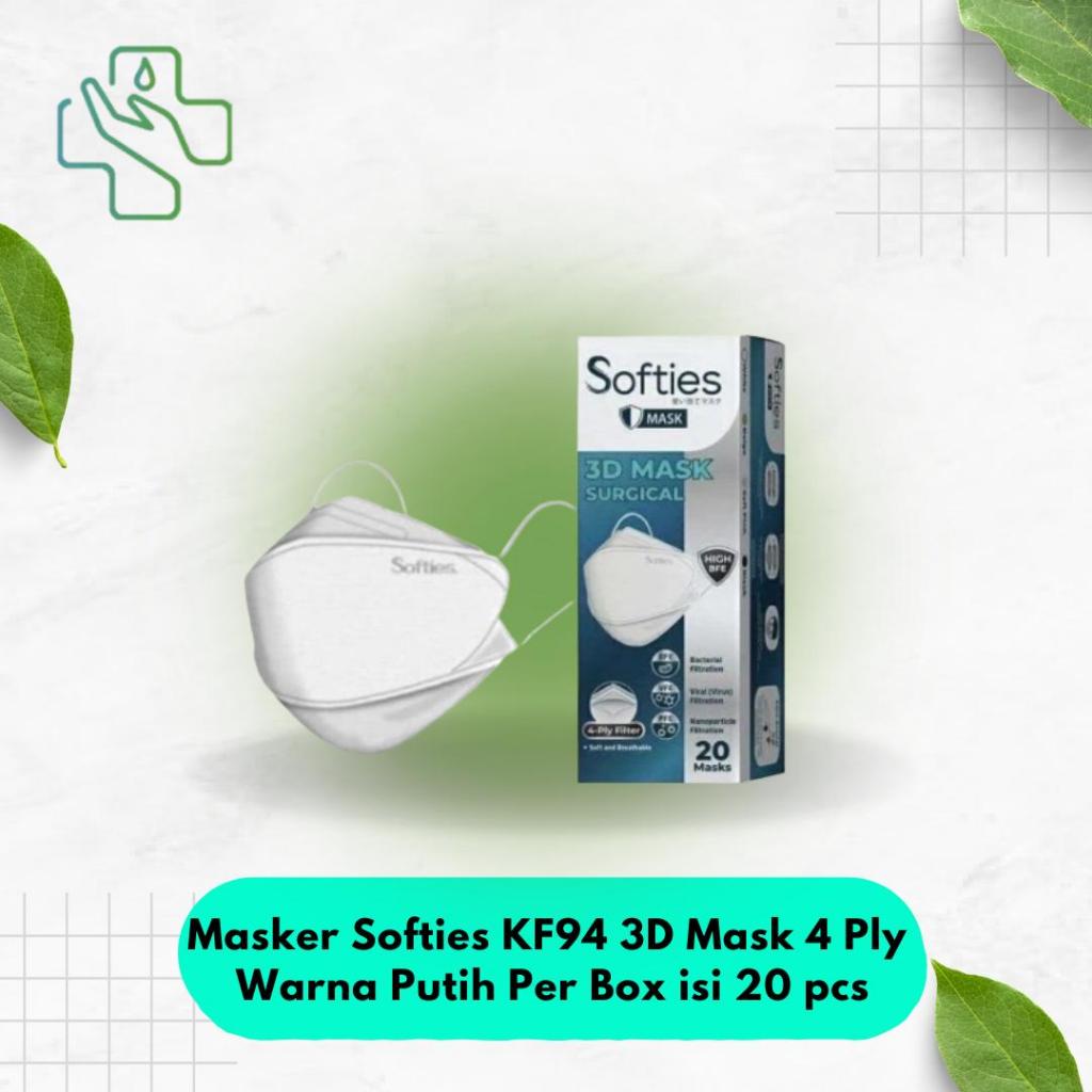 Masker Softies KF94 3D Mask 4 Ply Warna Putih Per Box isi 20 pcs