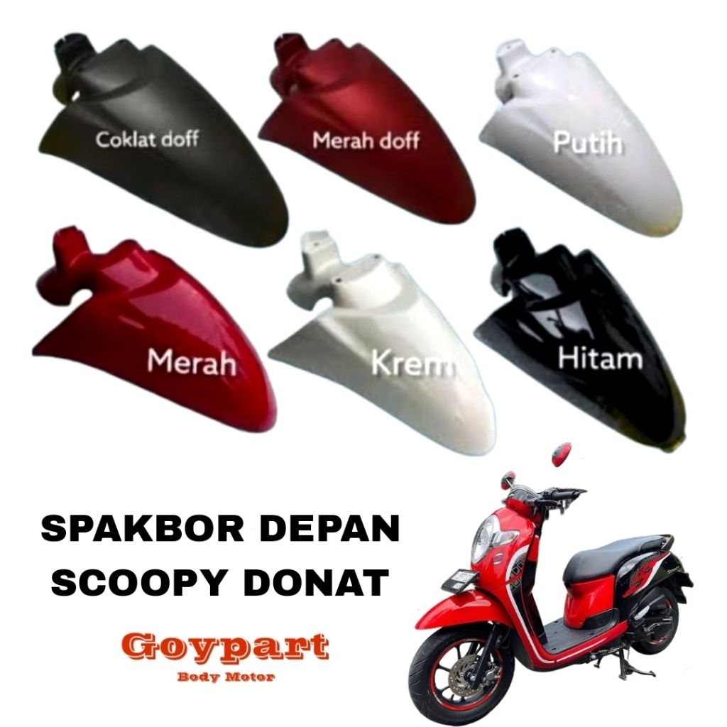 SPAKBOR DEPAN SCOOPY FI 2018 2019 2020/ FRONTFENDER SCOOPY hitam putih merah grey doff merah doff