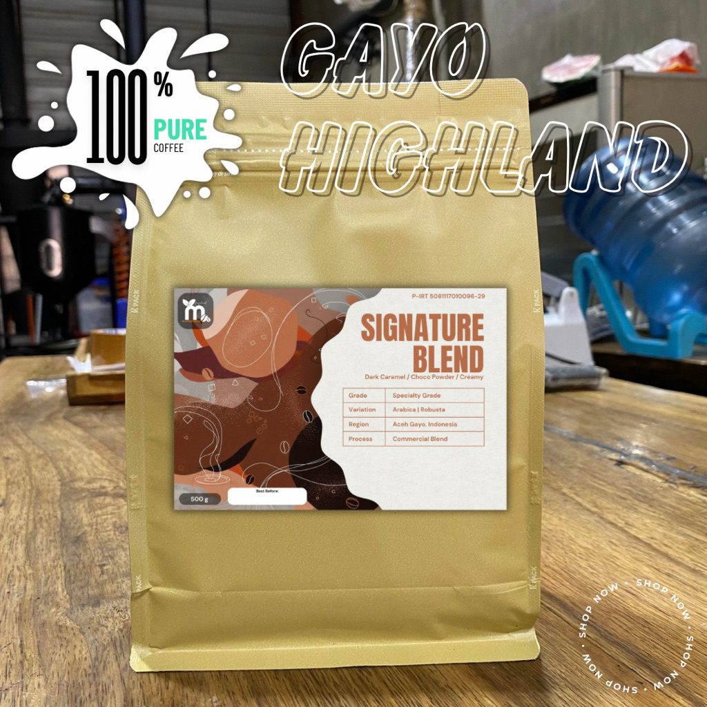 

SIGNATURE BLEND 500 gr. KOPI BLENDING PLATINUM DATARAN TINGGI GAYO, ACEH INDONESIA.