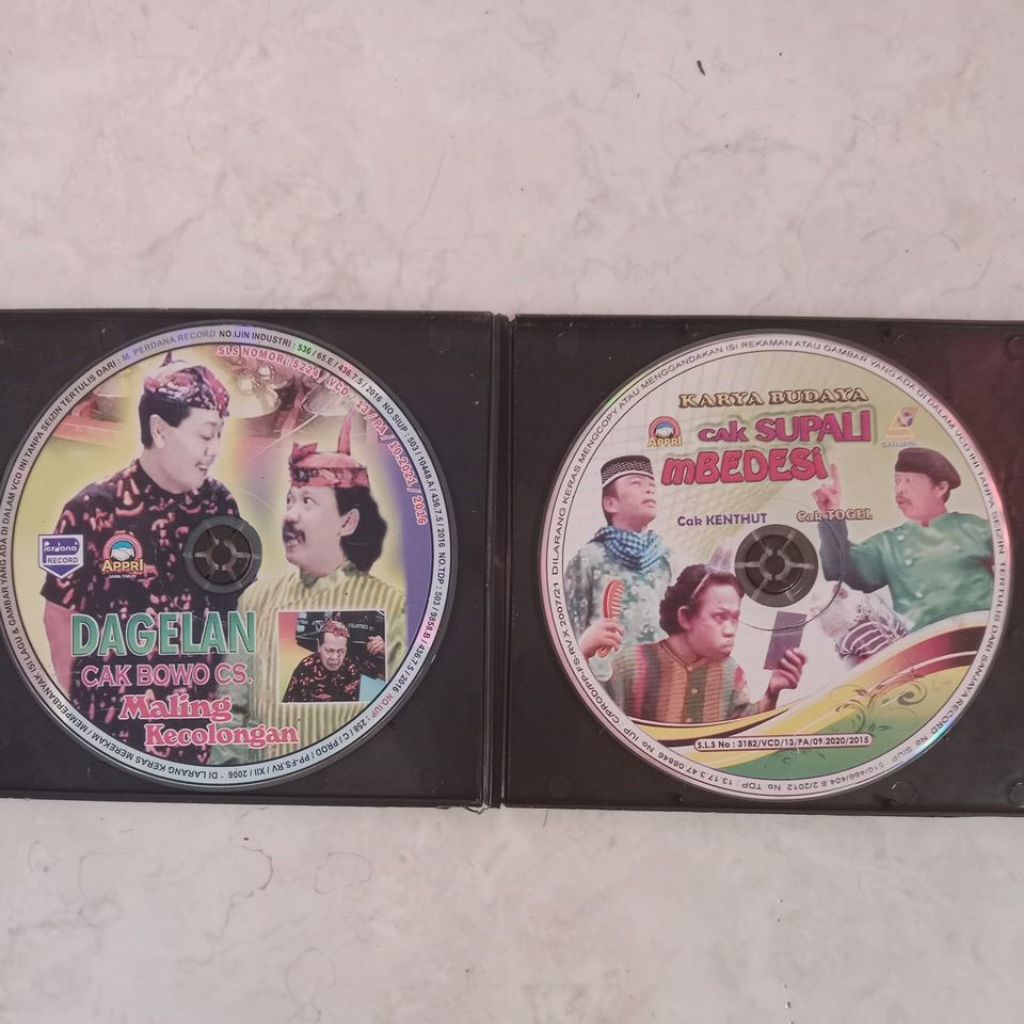 Sepaket VCD Cak Bowo CS Maling Kecolongan dan Supali Mbedesi Tanpa Sampul bonus kotak