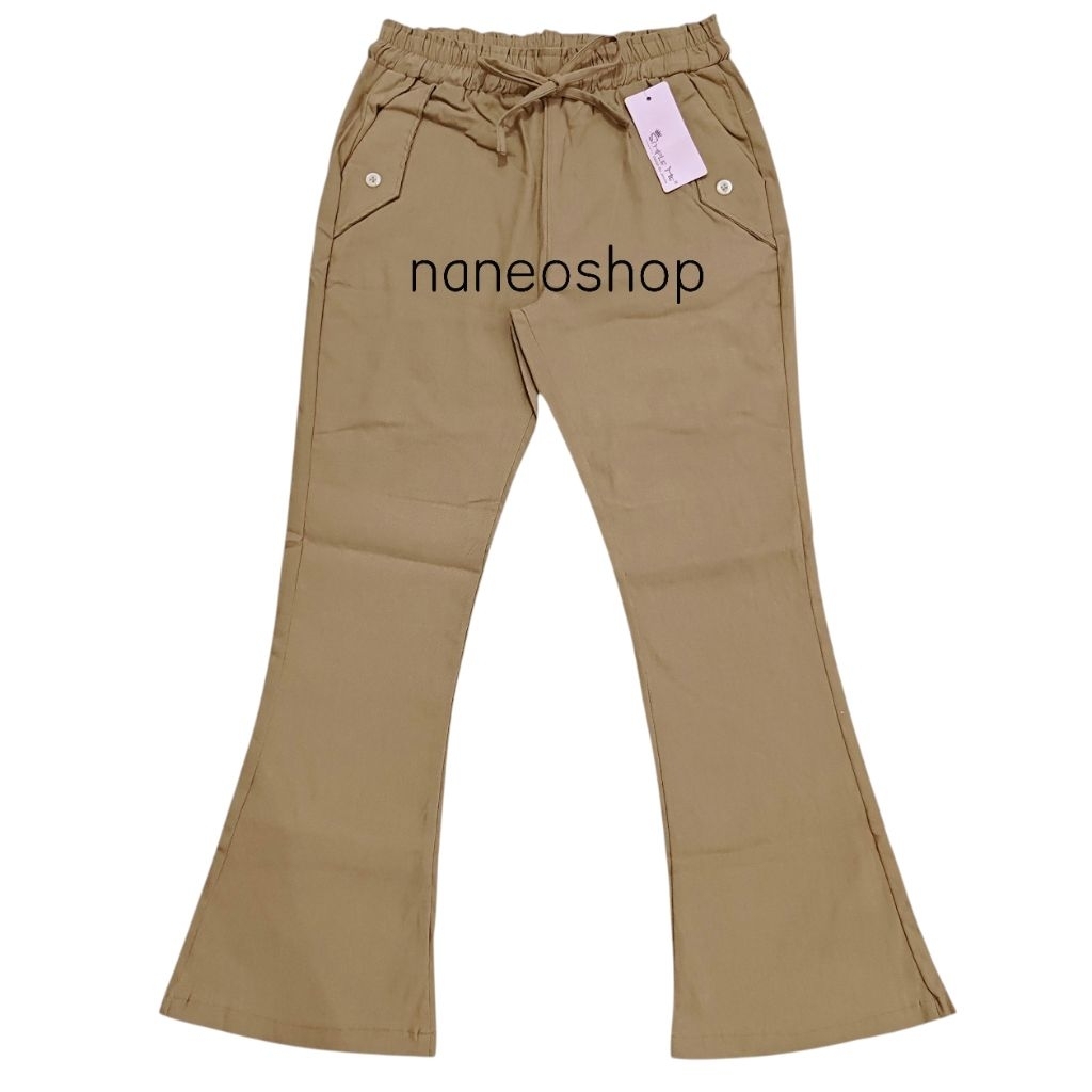 Celana Panjang Wanita Cutbray Saku Kancing 1 Stretch Tebal Simple Me