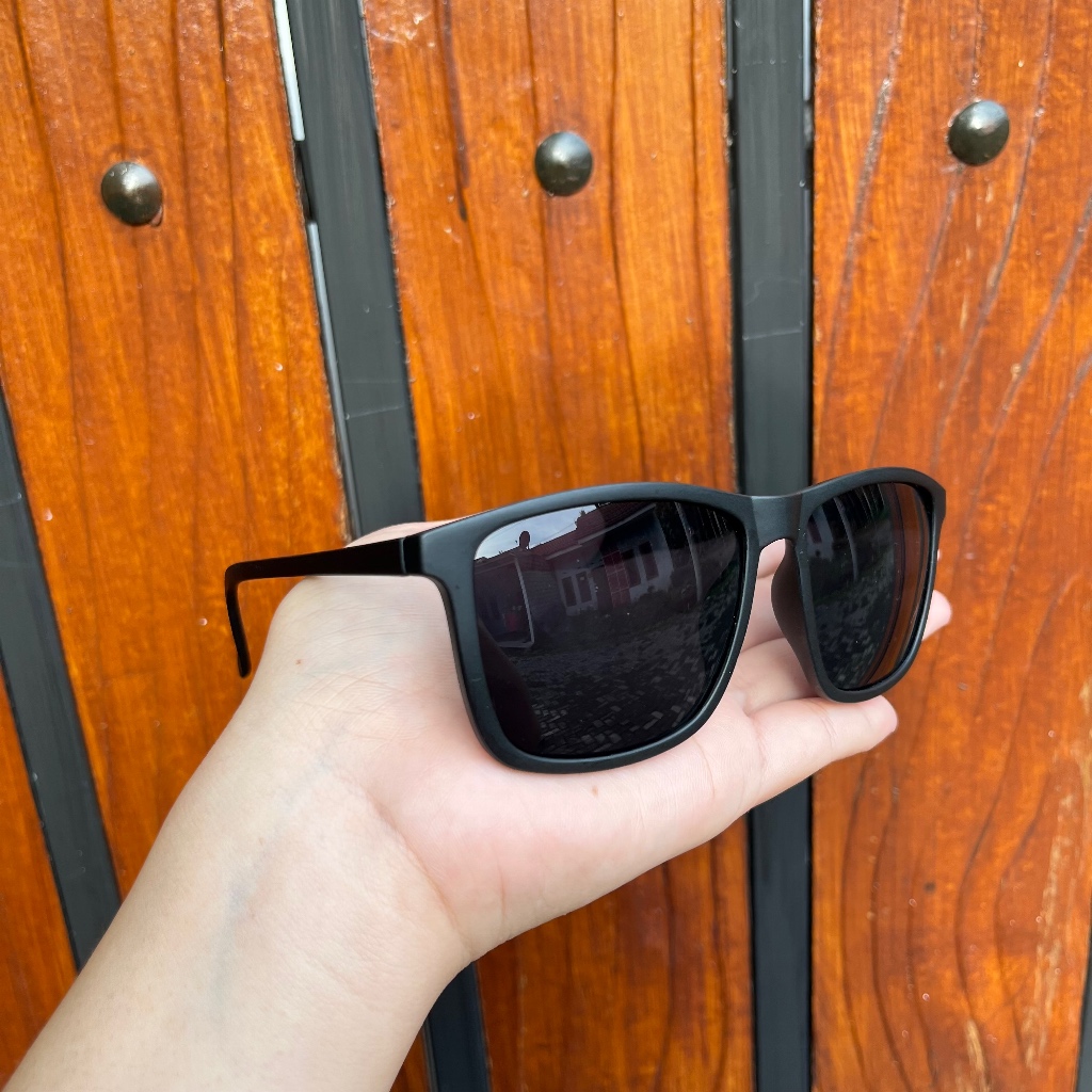 [[COD]] Kacamata Classic Full Hitam Pria Wanita Hitam Doff