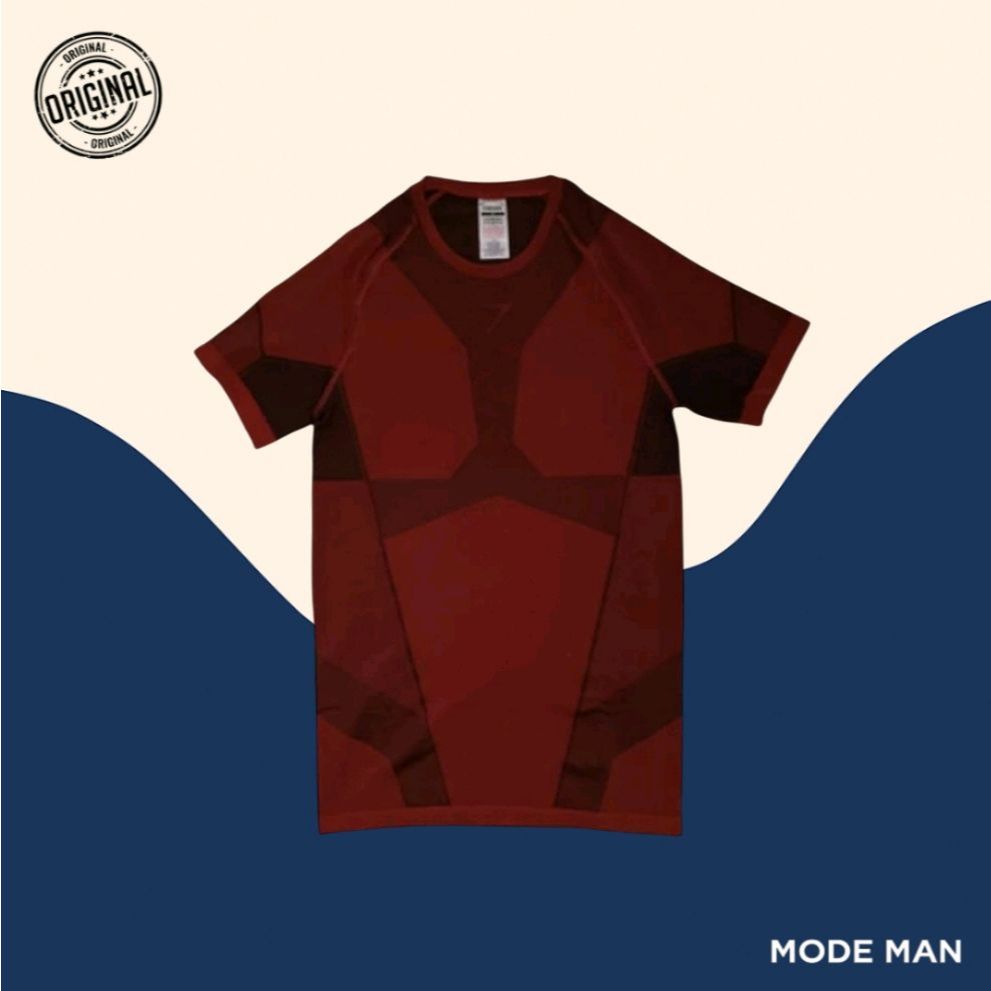 Gym-Shark Kaos Cowok Force Burgundy – Kaos Gym Pria Slim Fit, Kaos Olahraga & Daily Wear, Bahan Nyam