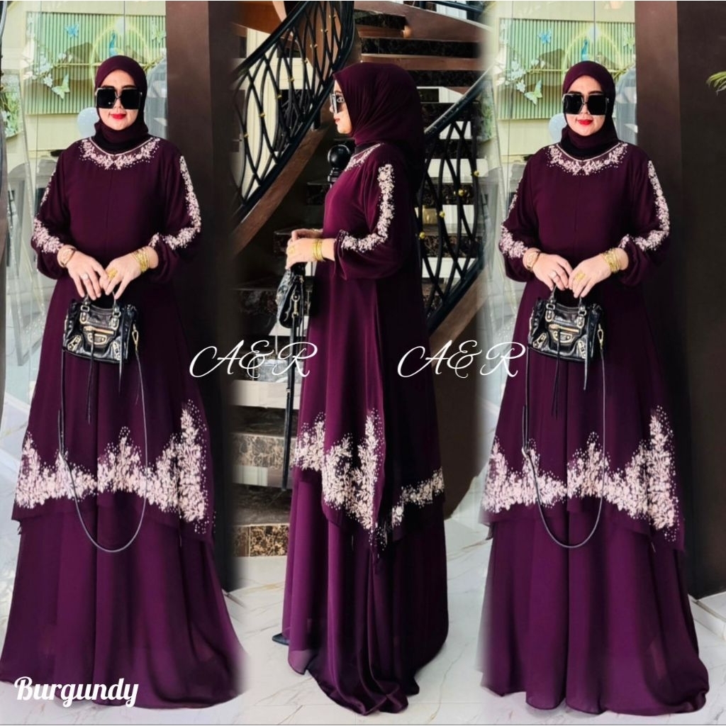 Zifa Fashion || Cod || Jasmin Dress Malaysia || Gamis Set Hijab Segi4 Terbaru || Gamis Kurung Cruty 