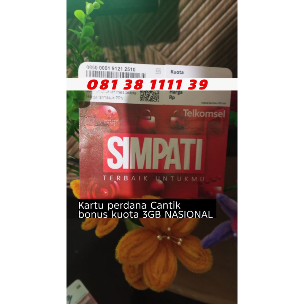 Kartu Perdana Cantik Nomor Cantik Telkomsel Simpati 11 digit 032 032 1111 388 399 797