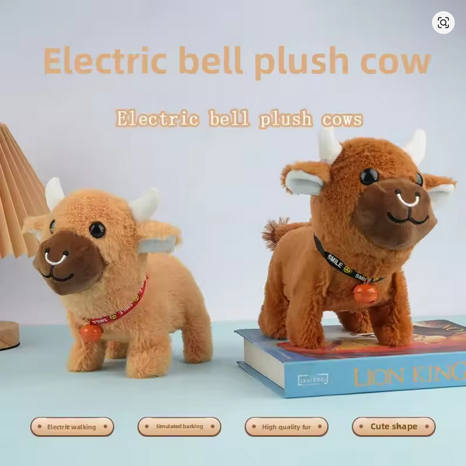 Boneka Mainan Kerbau Mewah Realistis Berjalan Suara Hewan Peliharaan Anak