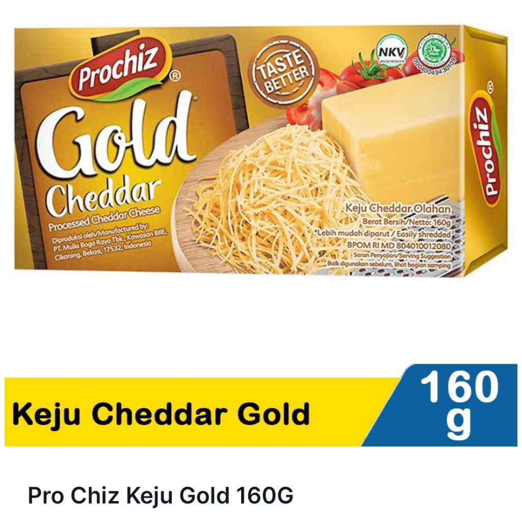 

Prochiz Gold Cheddar Keju Olahan 160g – Keju Mudah Diparut, Gurih Lezat untuk Topping & Masakan