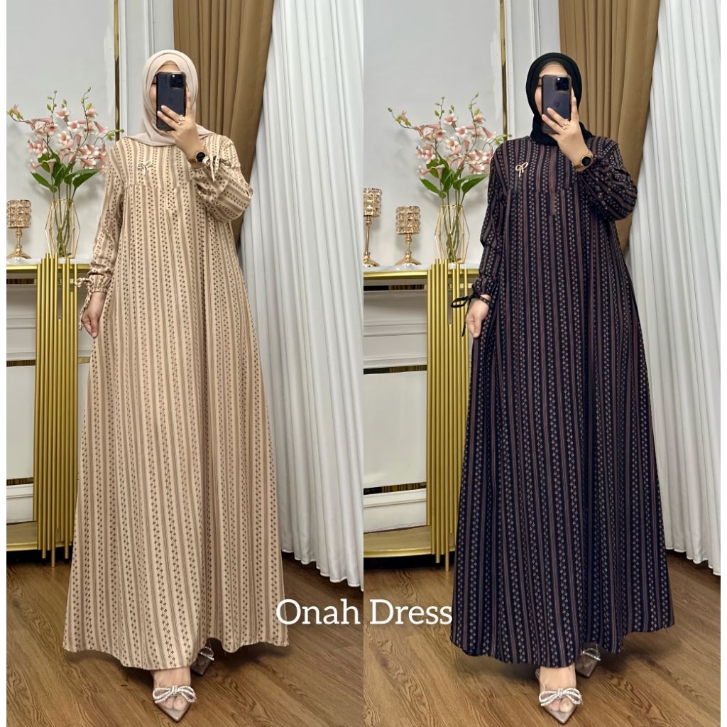 Onah Dress gamis original daster premium branded modis motif salur