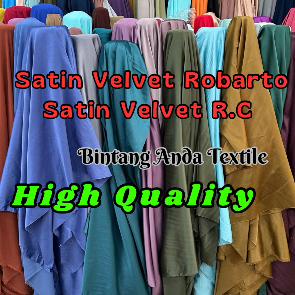 Kain Satin Velvet Robarto Premium Quality / Bahan Satin Bridesmaid Best Quality / Kain Satin Velvet 