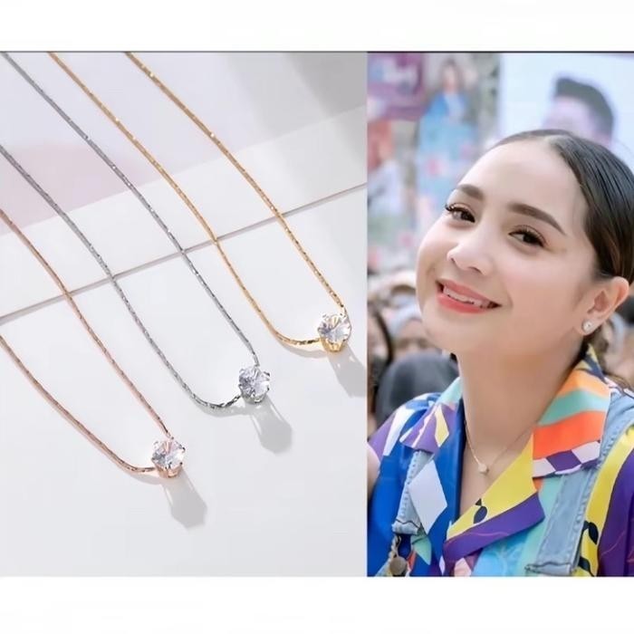 Kalung Titanium Permata Nagita Slavina - Kalung Diamond Wanita - Kalung Titanium Permata