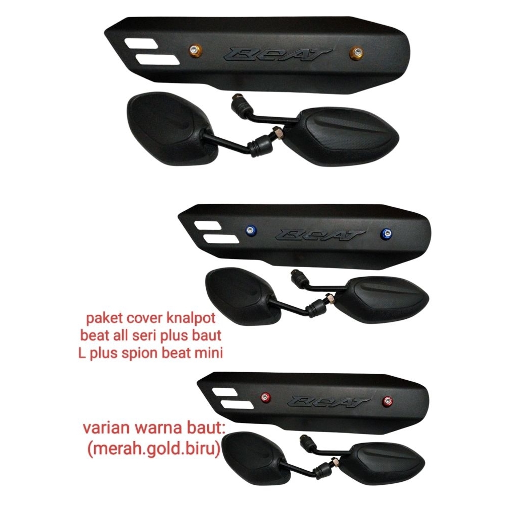 paket seru cover knalpot beat all seri plus baut L plus spion beat mini set