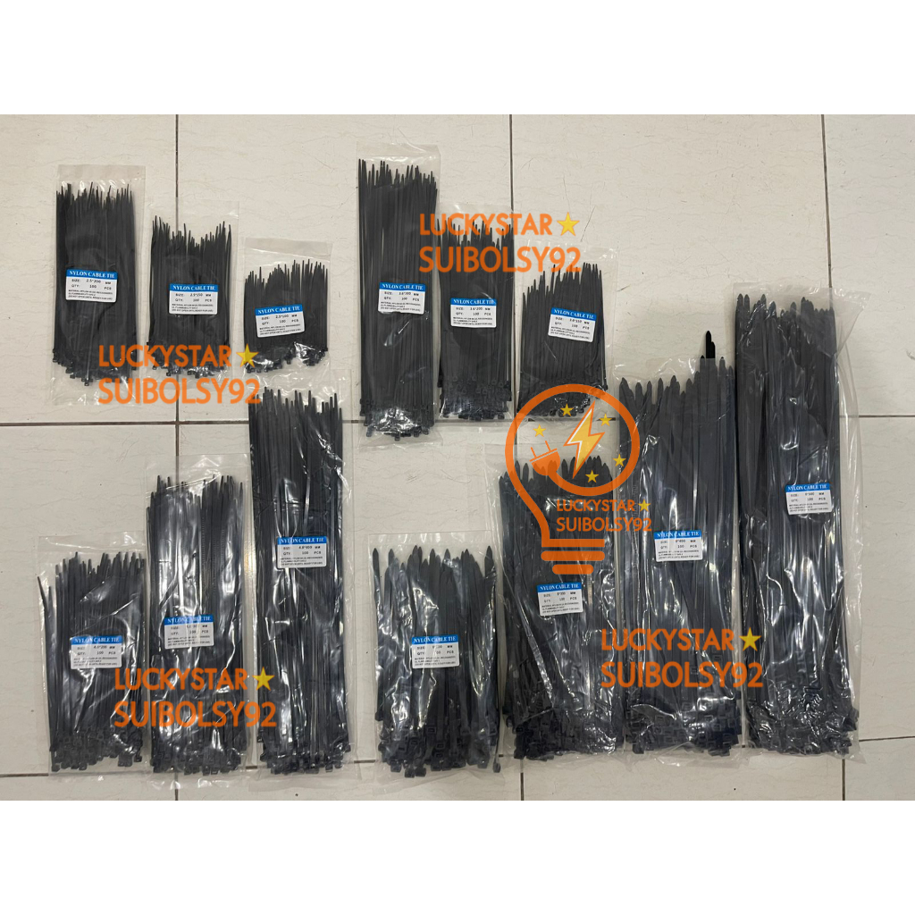 

kabel ties / cable ties nylon 2.5 mm x 200 mm (8inch / 20cm) HITAM - 1pack
