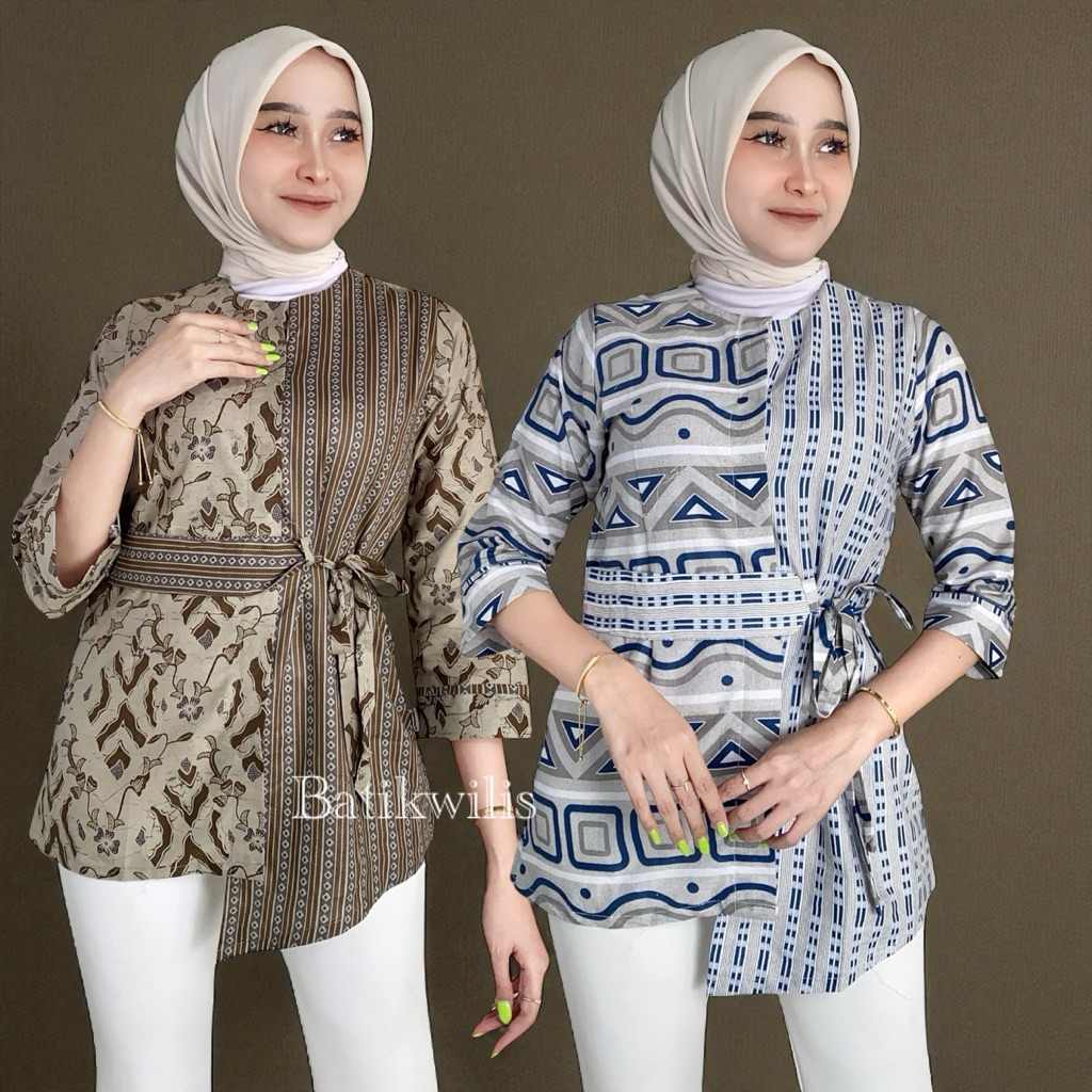 Blouse Batik Wanita Jumbo Modern Monalisa Genes| Blouse Batik Kantor