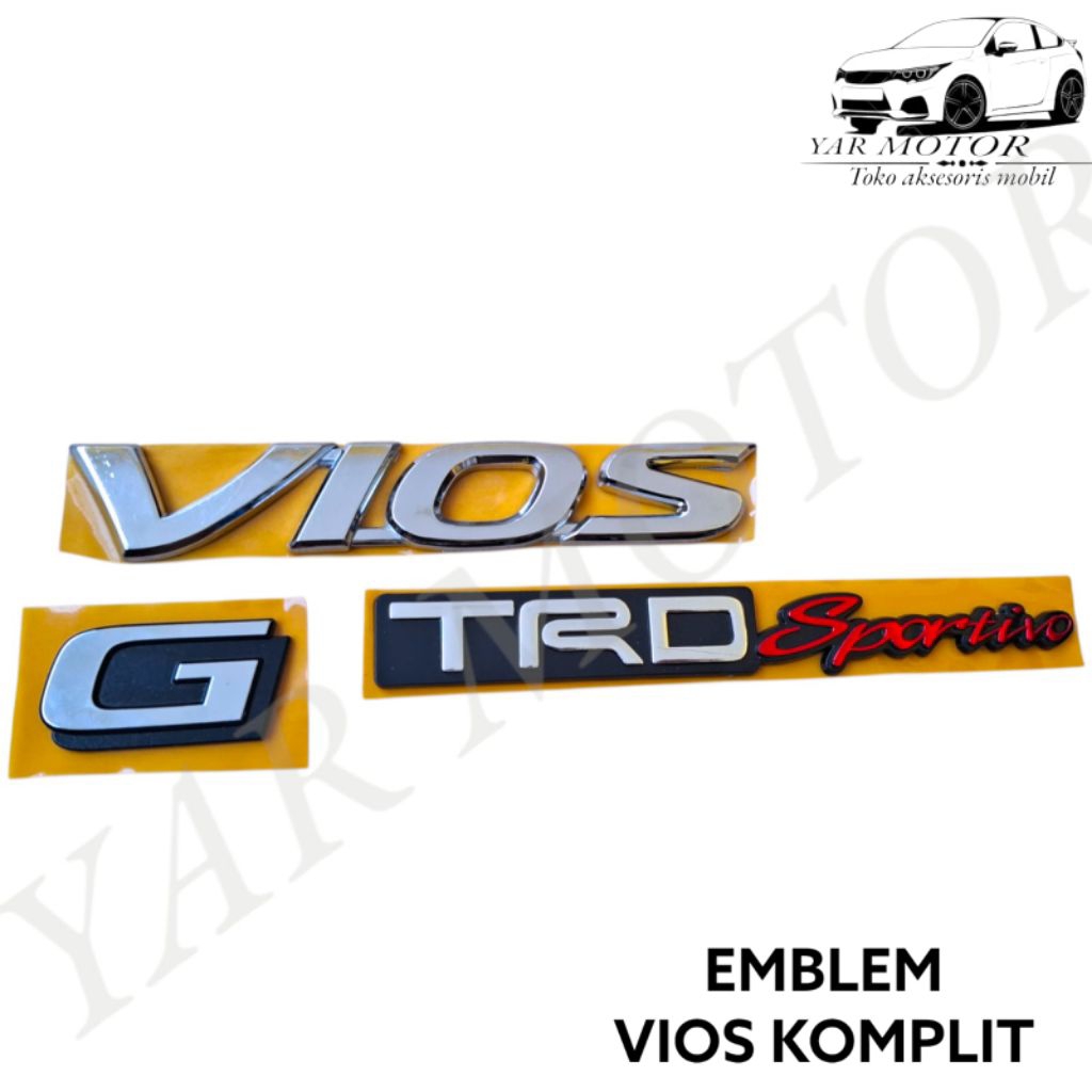 EMBLEM TULISAN VIOS KOMPLIT CHROM LOGO LAMBANG VIOS KOMPLIT TOYOTA BAGASI BELAKANG